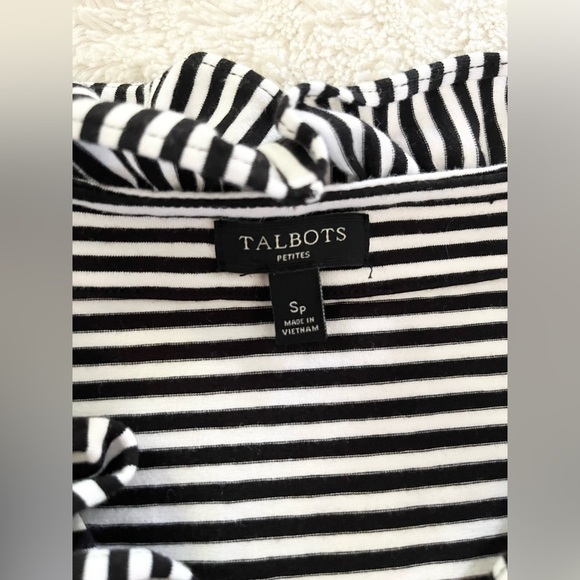 TALBOTS Black and White Striped Sleeveless Dress Size Small Petite - Picture 4 of 7